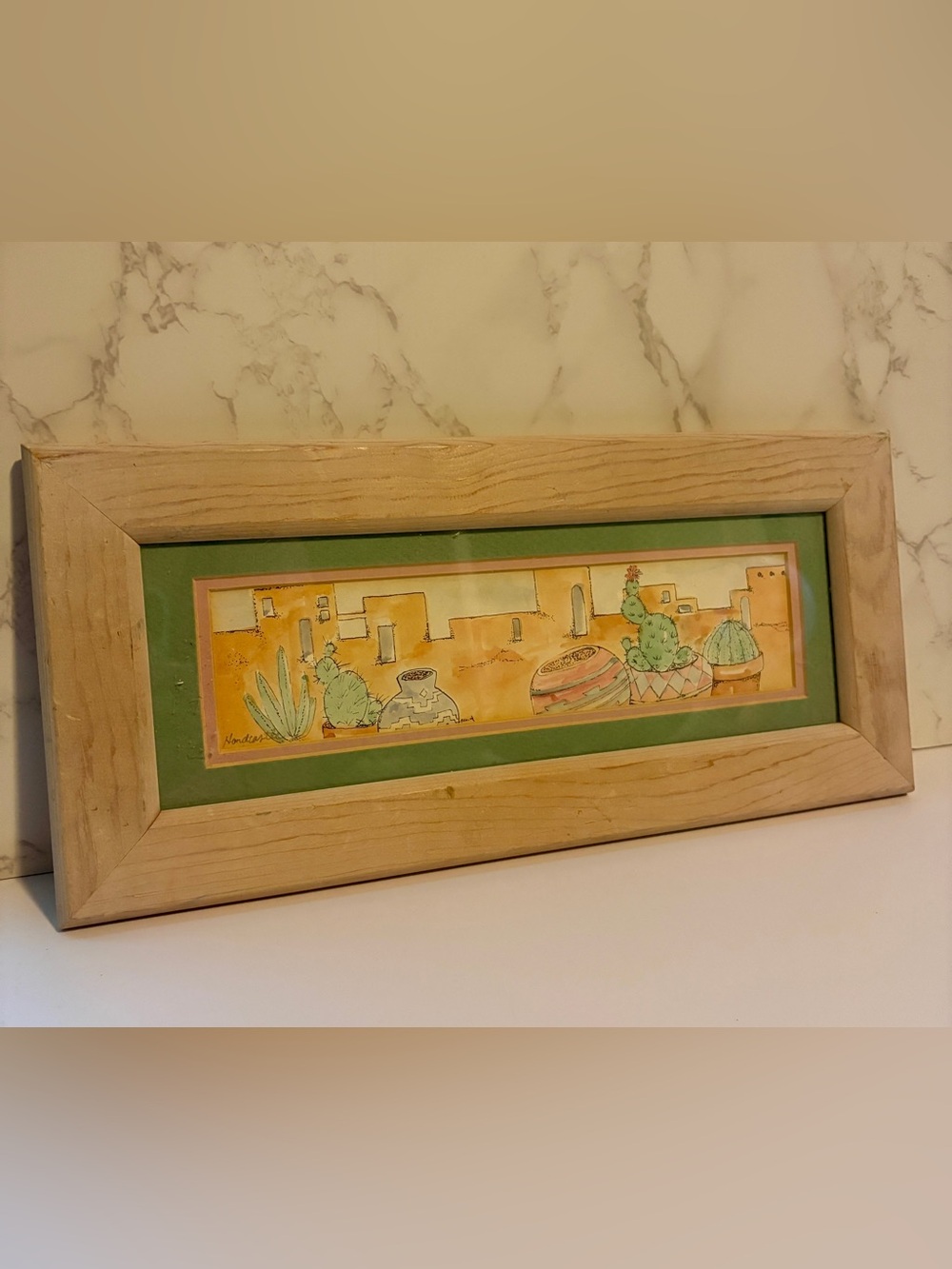Source Unknown Southwestern Cactus and Pottery Wall Art in Green and Tan